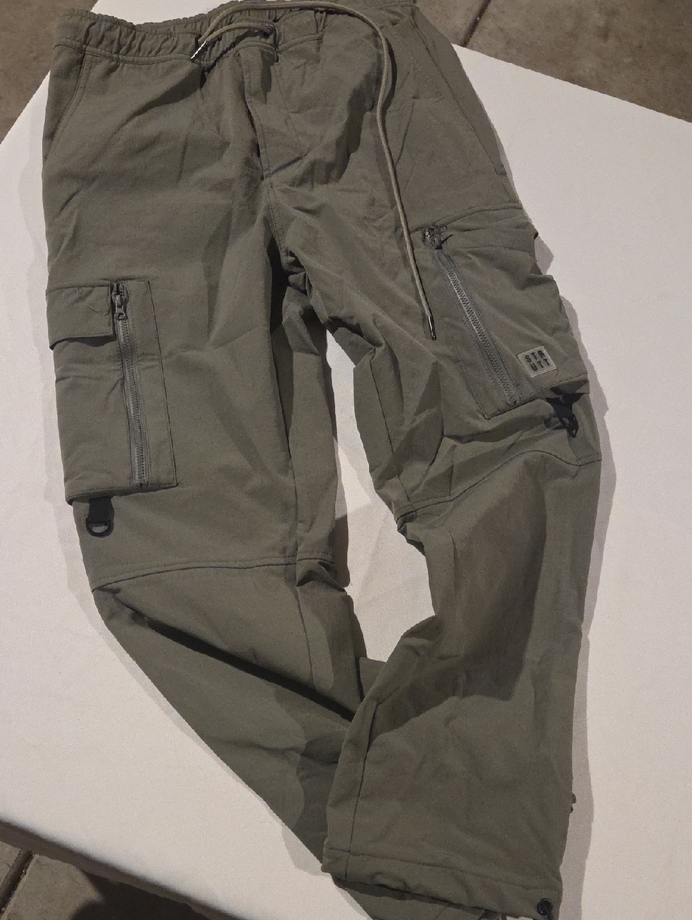Strut! Men's Olive Green Drawstring Cargo Pants